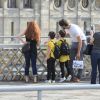 Exclusif -  Les jumeaux de Céline Dion, Eddy et Nelson, font du shopping aux Galeries Lafayette accompagnés de leur tante Linda, de leur baby-sitter, de deux gardes du corps et d'un chauffeur à Paris, le 5 juillet 2017.