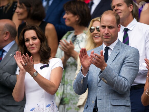 Kate Middleton et le prince William assistaient le 16 juillet 2017 à la finale du tournoi de Wimbledon entre Roger Federer et Marin Cilic, à Londres.