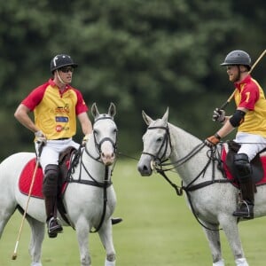 Le prince William et le prince Harry au tournoi de polo "The Jerudong Park Trophy" au club de Cirencester le 15 juillet 2017