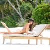 Exclusif - Lizzie Cundy en vacances au Sun Siyam Resort aux Maldives, le 6 juillet 2017.