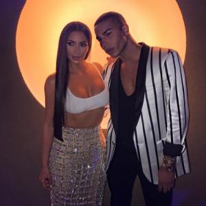 Kim Kardashian et Olivier Rousteing assistent à la soirée d'ouverture du magasin Balmain, au 8421 Melrose Place. Los Angeles, le 20 juillet 2017.