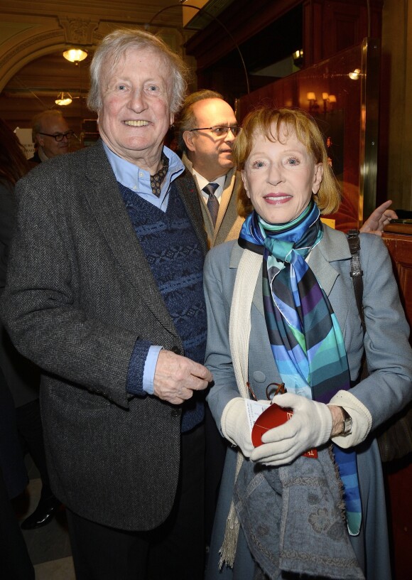 Claude Rich et sa femme Catherine - Générale de la pièce "La porte à côté" au Théâtre Édouard VII à Paris, le 10 fevrier 2014.
