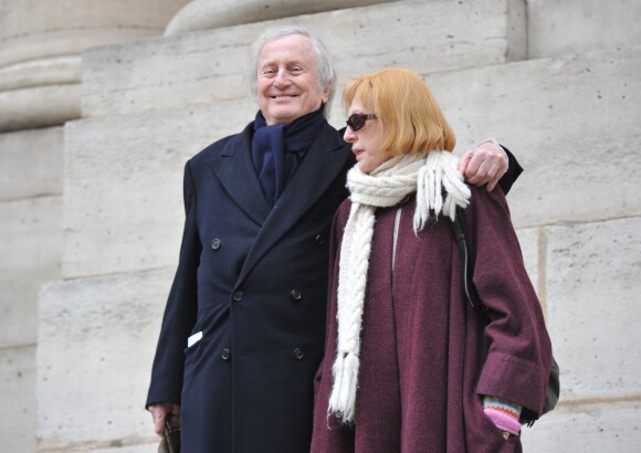 Claude Rich et sa femme Catherine - Obsèques de Bernard Dheran en l'église Saint-Roch à Paris