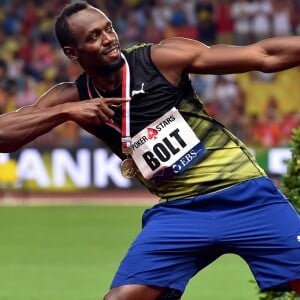 Usain Bolt durant le meeting international d'athlétisme Herculis 2017 à Monaco, au stade Louis II le 21 juillet. © Bruno Bebert/Bestimage