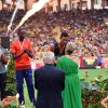 La princesse Charlene de Monaco remet son prix au sud africain Wayde van Niekerk durant le meeting international d'athlétisme Herculis 2017 à Monaco, au stade Louis II le 21 juillet. © Bruno Bebert/Bestimage