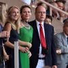 Sergueï Bubka, la princesse Charlene de Monaco et le prince Albert II de Monaco durant le meeting international d'athlétisme Herculis 2017 à Monaco, au stade Louis II le 21 juillet. © Bruno Bebert/Bestimage