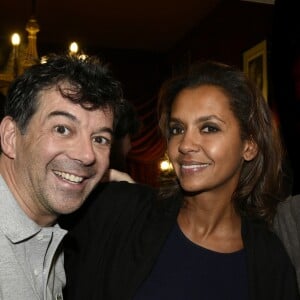 Exclusif - Stéphane Plaza et Karine Le Marchand - Première de la pièce "Le Fusible" au théatre des Bouffes-Parisiens le 16 janvier 2016. © Evelyne Desaux / Bestimage