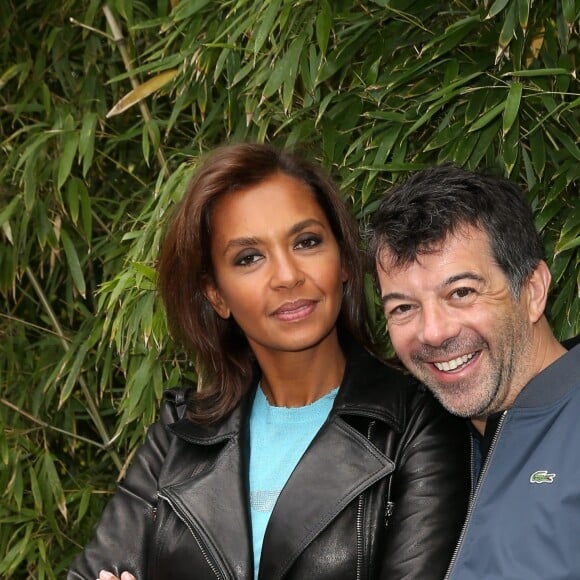 Karine Le Marchand et Stéphane Plaza - People au village des Internationaux de France de tennis de Roland Garros à Paris. Le 1er juin 2015.