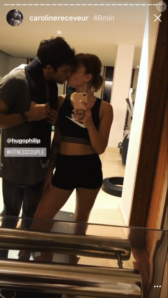 Caroline Receveur et son chéri Hugo Philip en vacances ensemble à l'île Maurice, juillet 2017.