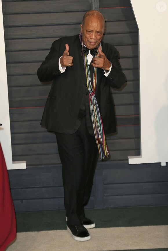 Quincy Jones à la soirée "Vanity Fair Oscar Party" après la 88ème cérémonie des Oscars à Hollywood, le 28 février 2016.