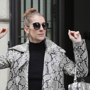 Céline Dion, surprise par l'accueil des photographes, quitte son hôtel, le "Royal Monceau", à Paris, pour se rendre à son concert à Birmingham. Le 27 juillet 2017