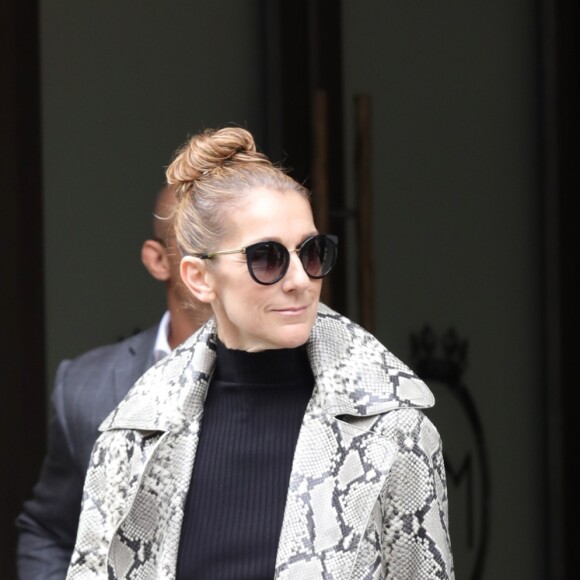 Céline Dion, surprise par l'accueil des photographes, quitte son hôtel, le "Royal Monceau", à Paris, pour se rendre à son concert à Birmingham. Le 27 juillet 2017