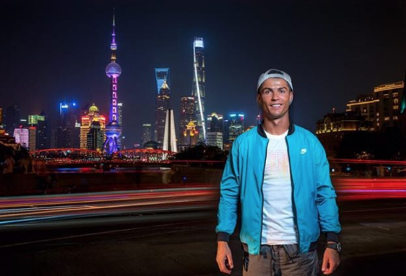 Cristiano Ronaldo en promotion à Shanghai, photo Instagram du 22 juillet 2017.