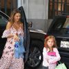 Jessica Alba (enceinte de son troisième enfant) et ses filles Honor et Haven dans les rues de New York, le 3 juillet 2017