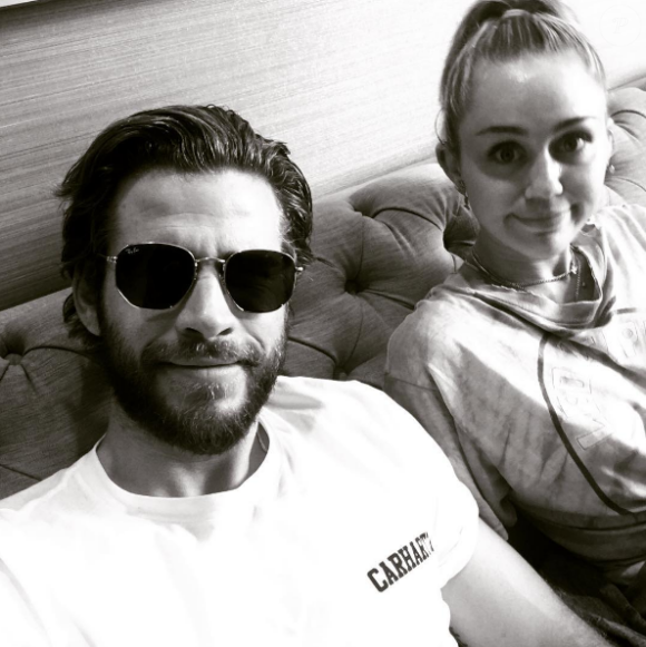 Liam Hemsworth et Miley Cyrus sur une photo publiée sur Instagram le 10 juillet 2017