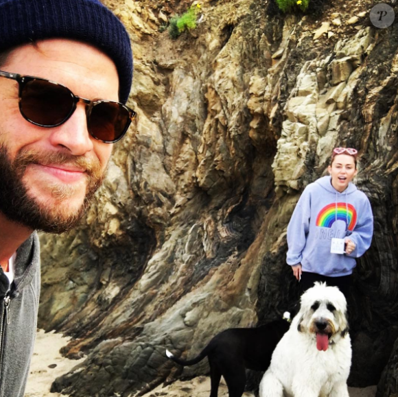 Liam Hemsworth et Miley Cyrus sur une photo publiée sur Instagram le 15 janvier 2017
