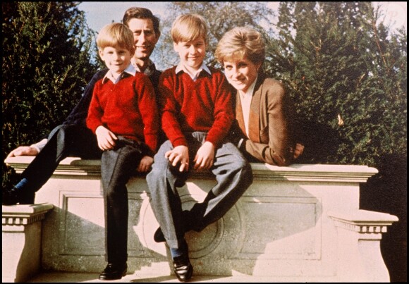 Le prince Charles et la princesse Diana avec les princes William et Harry en février 1991.