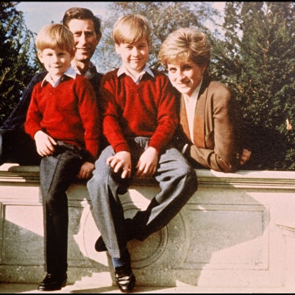 Le prince Charles et la princesse Diana avec les princes William et Harry en février 1991.