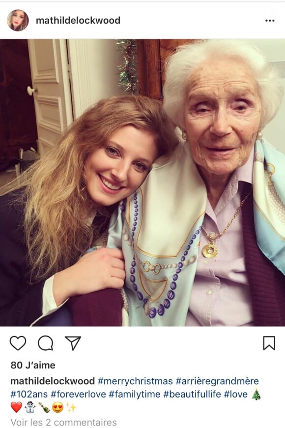 Mathilde Lockwood (fille de Didier Lockwood) et son arrière-grand-mère Gisèle Casadesus le 25 décembre 2016 - Orlando Bloom, découvrez les membres célèbres de sa famille en France et ses attaches en Charente-Maritime notamment à l'île de Ré.