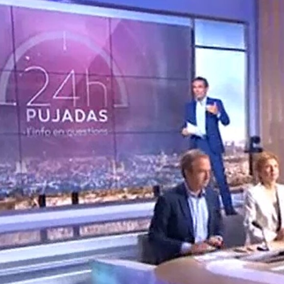 David Pujadas lors du premier numéro de "24h Pujadas, l'info en questions", lundi 28 août 2017 sur LCI.