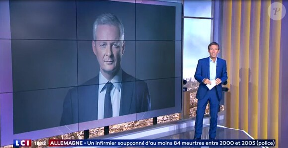 David Pujadas lors du premier numéro de "24h Pujadas, l'info en questions", lundi 28 août 2017 sur LCI.