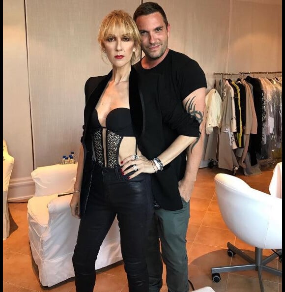 Céline Dion et son coiffeur. La star va assister au lancement du disque de son frère Jacques, le 30 août 2017 à Montréal.