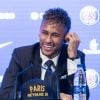Neymar Jr en conférence de presse au Parc des Princes. Paris, le 4 août 2017 © Pierre Perusseau / Bestimage
