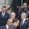 Pascal Desprez, Alain Delon, Anthony Delon - Sorties des obsèques de Mireille Darc en l'église Saint-Sulpice à Paris. Le 1er septembre 2017