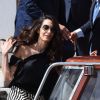 George Clooney et sa femme Amal Clooney (Alamuddin) quittent leur hôtel à Venise avec leurs enfants le 3 septembre 2017