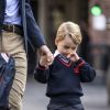 Le prince George de Cambridge a fait sa première rentrée des classes à l'école Thomas's Battersea le 7 septembre 2017 à Londres, escorté par son père le prince William. Sa mère Kate Middleton n'était pas en état de l'accompagner, souffrant des symptômes du début de sa troisième grossesse révélée quelques jours plus tôt.