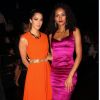 Iris Mittenaere (Miss France et Miss Univers 2016) et Kára McCullough (Miss USA 2017) lors du défilé Badgley Mischka à la Fashion Week de New York, le 12 septembre 2017. © Sonia Moskowitz/Globe Photos/Zuma Press/Bestimage