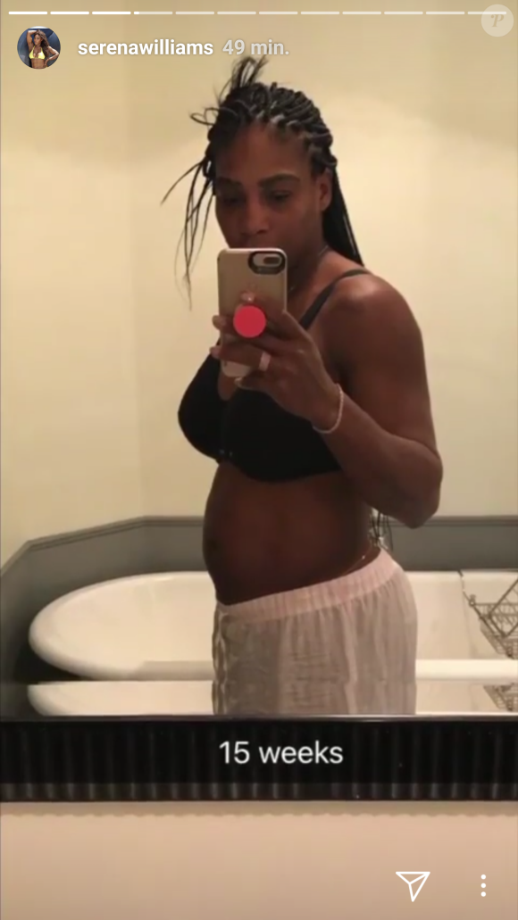 Serena Williams dévoile un montage vidéo de sa grossesse sur Instagram le 13 septembre 2017.