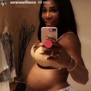 Serena Williams dévoile un montage vidéo de sa grossesse sur Instagram le 13 septembre 2017.