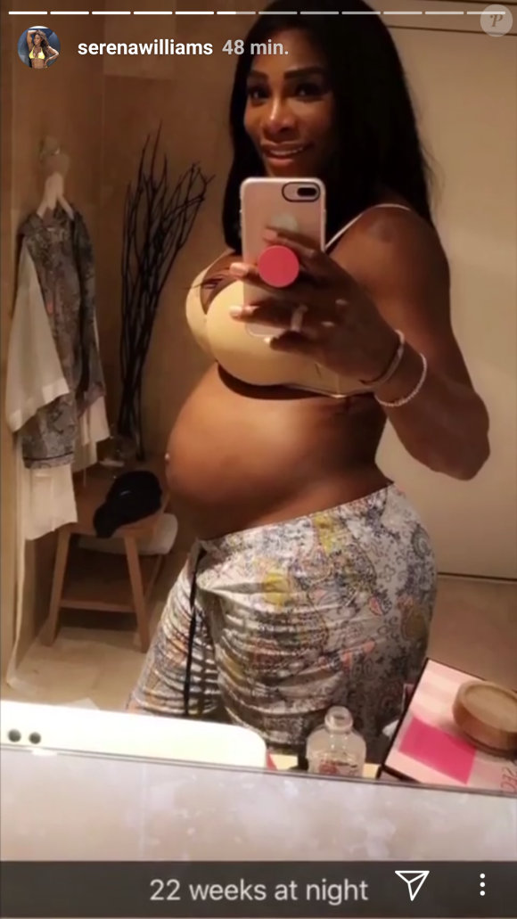 Serena Williams dévoile un montage vidéo de sa grossesse sur Instagram le 13 septembre 2017.