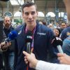 Le champion du monde du 800m, Pierre-Ambroise Bosse, arrive Gare du Nord à Paris, le 12 août 2017.