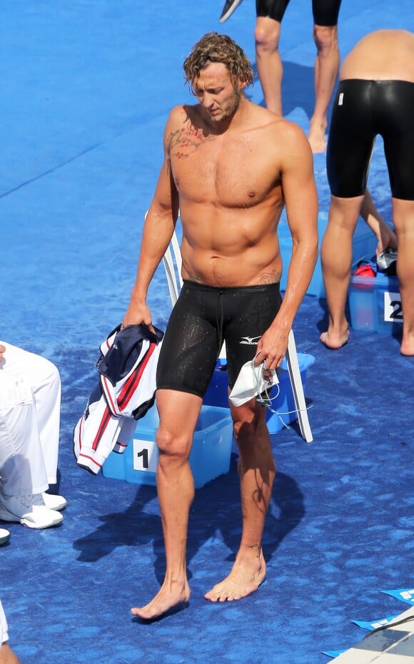 Amaury Leveaux lors du 6e Open EDF de natation à la Croix Catelan, à Paris, le 6 juillet 2012.