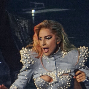 Lady Gaga en concert au Rogers Arena à Vancouver à l'occasion de sa tournée mondiale "Joanne", le 1er août 2017.