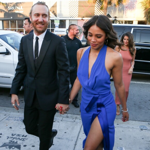 Le DJ David Guetta et sa compagne Jessica Ledon - Arrivées au mariage d'Isabela Rangel et David Grutman à Miami le 23 avril 2016.