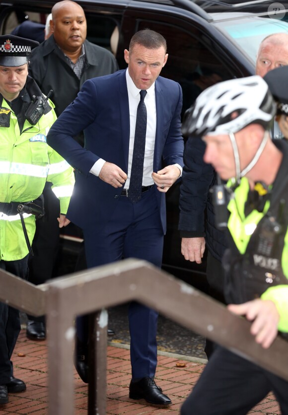 Wayne Rooney arrive au Palais de justice de Stockport. Il comparait pour conduite en état d'ébriété. Stockport, le 18 septembre 2017.