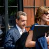 Exclusif - No Web - Carla Bruni-Sarkozy et son mari l'ancien Président Nicolas Sarkozy quittent un hôtel de New York le 14 juin 2017.