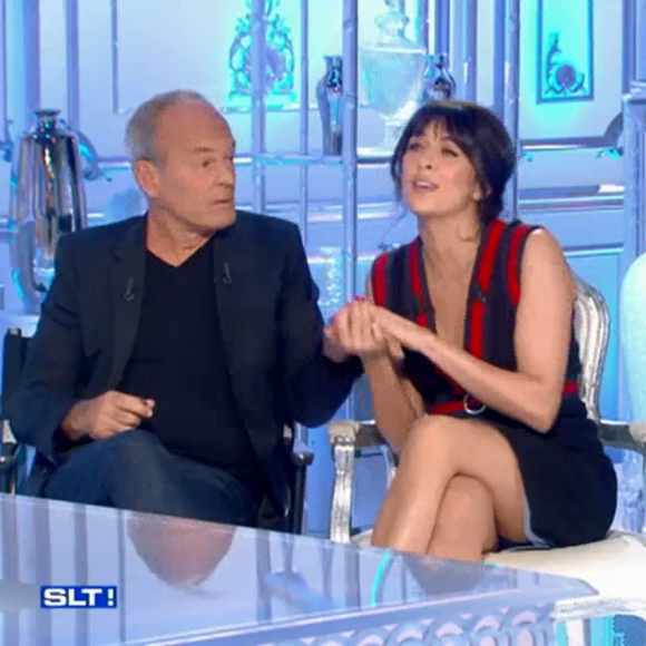 Nolwenn Leroy et Laurent Baffie complices et amusés face à Michel Fugain dans "Salut les terriens !" (C8), le 23 septembre 2017.