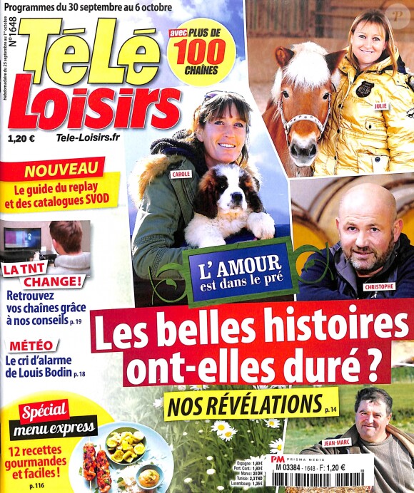 Magazine "Télé Loisirs" en kiosques le 25 septembre 2017.