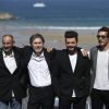 Stéphane Dan, Serge Hazanavicius, Kev Adams et Vincent Elbaz au photocall du film "Tout là-haut" lors du 65ème festival du film de San Sebastian, Espagne, le 24 septembre 2017.