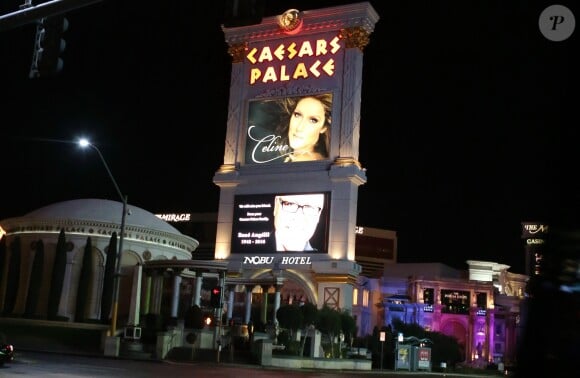 Le Caesars Palace rend hommage à René Angelil (mari de Céline Dion) à Las Vegas le 16 janvier 2016