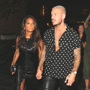 M. Pokora et sa compagne Christina Milian fêtent leurs anniversaires respectifs avec leurs amis au restaurant "Beauty & Essex" à Los Angeles le 26 septembre 2017.