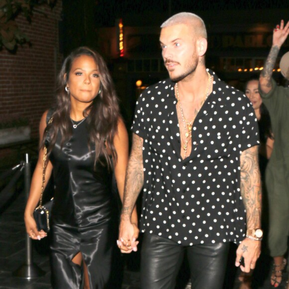 M. Pokora et sa compagne Christina Milian fêtent leurs anniversaires respectifs avec leurs amis au restaurant "Beauty & Essex" à Los Angeles le 26 septembre 2017.