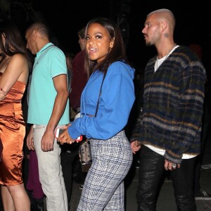 Christina Milian et son compagnon M. Pokora font la queue pour entrer dans la boîte de nuit Poppy à Los Angeles, le 21 septembre 2017.