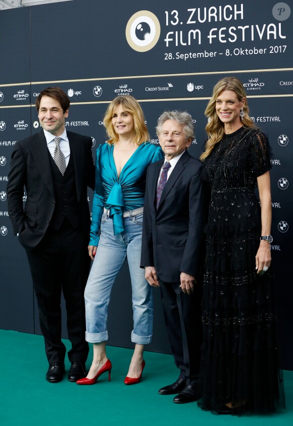 Karl Spoerri, Roman Polanski et sa femme Emmanuelle Seigner, Nadja Schildknecht - Avant-première du film "D'après une histoire vraie" lors du festival du film de Zurich, le 2 octobre 2017.