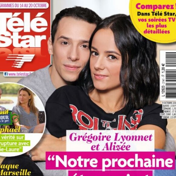 Couverture du magazine "Télé Star", avec Alizée et Grégoire Lyonnet, en kiosques le 9 octobre 2017.