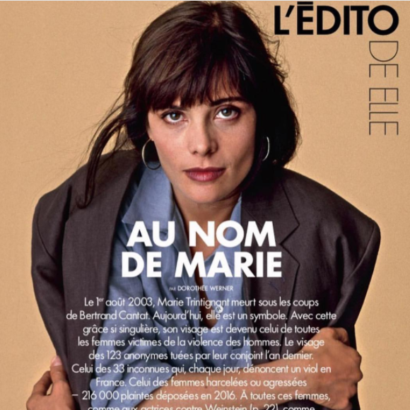 Hommage à Marie Trintignant dans le magazine ELLE, octobre 2017.